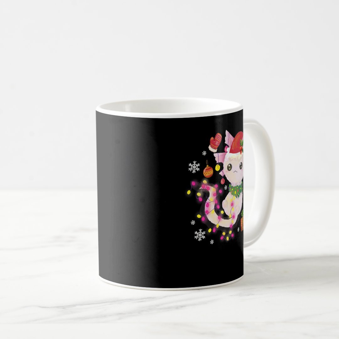 Christmas Axolotl Santa Hat Light Anime Xmas For G Coffee Mug Anime Kupa Bardak Modern Anime Baskılı Kupa