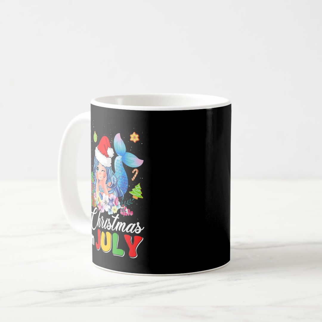 Christmas In July Cute Anime Mermaid Santa Hat Sum Coffee Mug Anime Kupa Bardak Modern Anime Baskılı Kupa