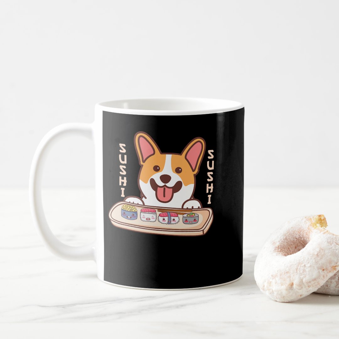 Corgi Dog Corgis Anime Corgi Lover Kawaii Sushi Ja Coffee Mug Anime Kupa Bardak Modern Anime Baskılı Kupa