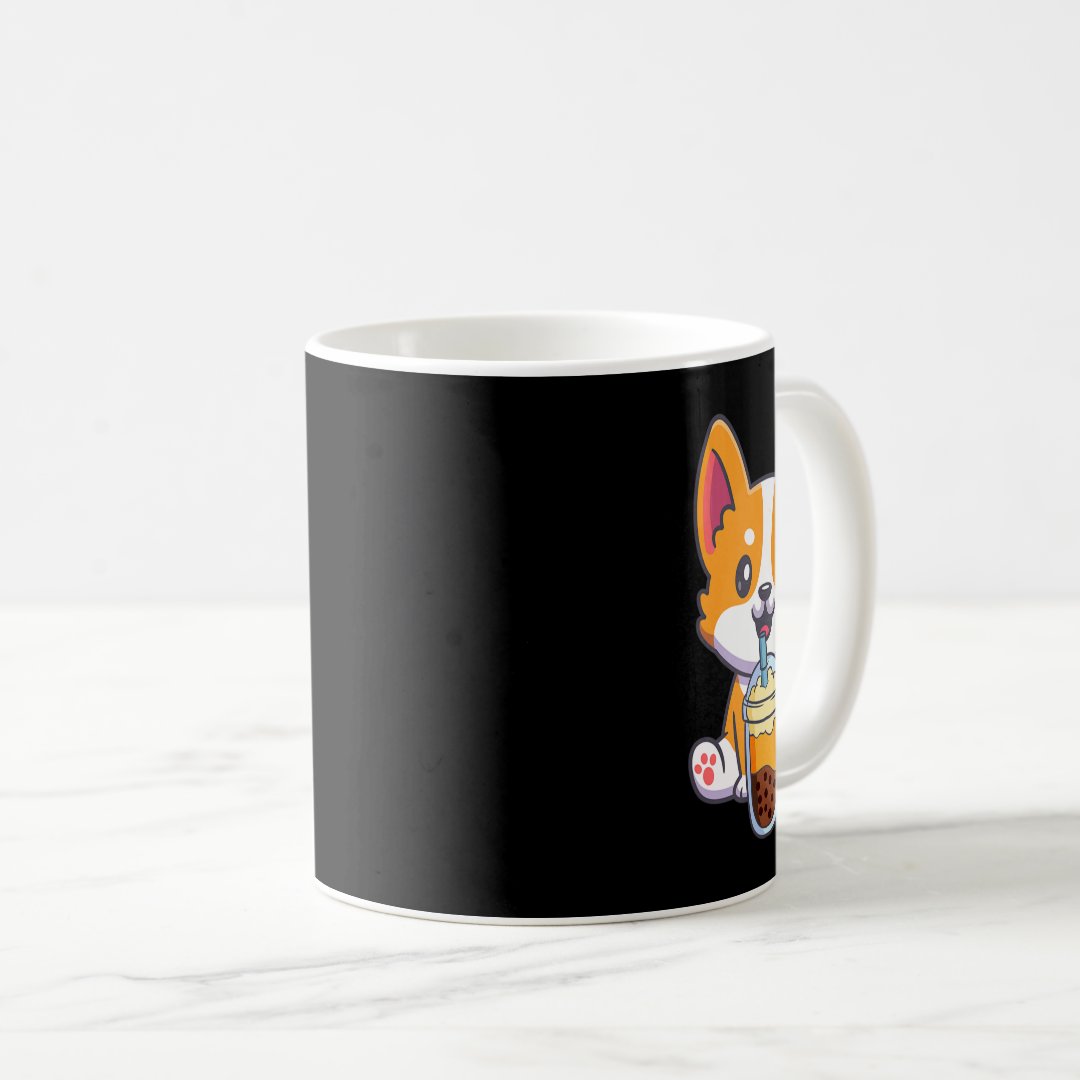Corgi Drinking Boba Bubble Tea Drink Dog Anime Kaw Coffee Mug Anime Kupa Bardak Modern Anime Baskılı Kupa