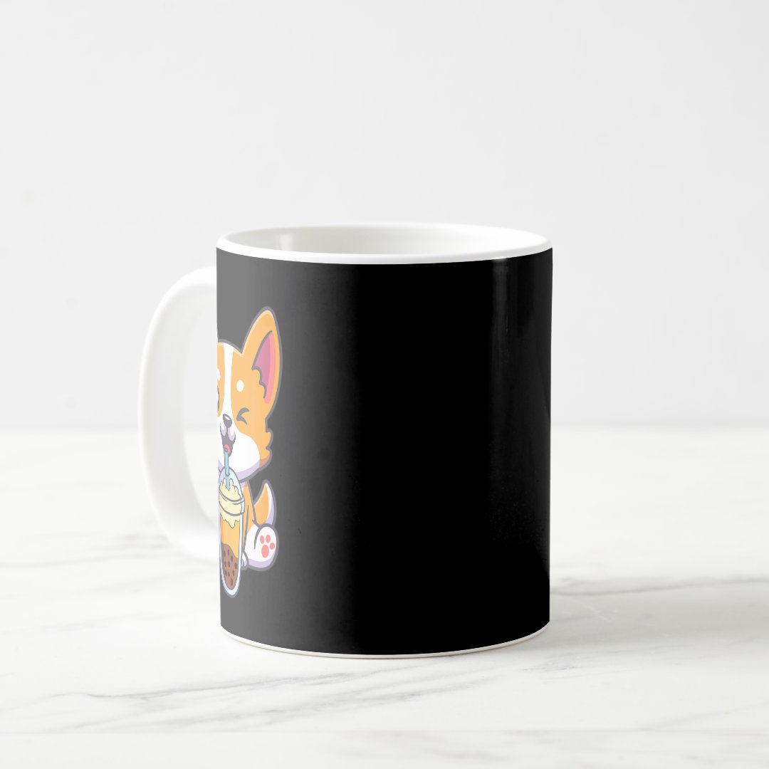 Corgi Drinking Boba Bubble Tea Drink Dog Anime Kaw Coffee Mug Anime Kupa Bardak Modern Anime Baskılı Kupa