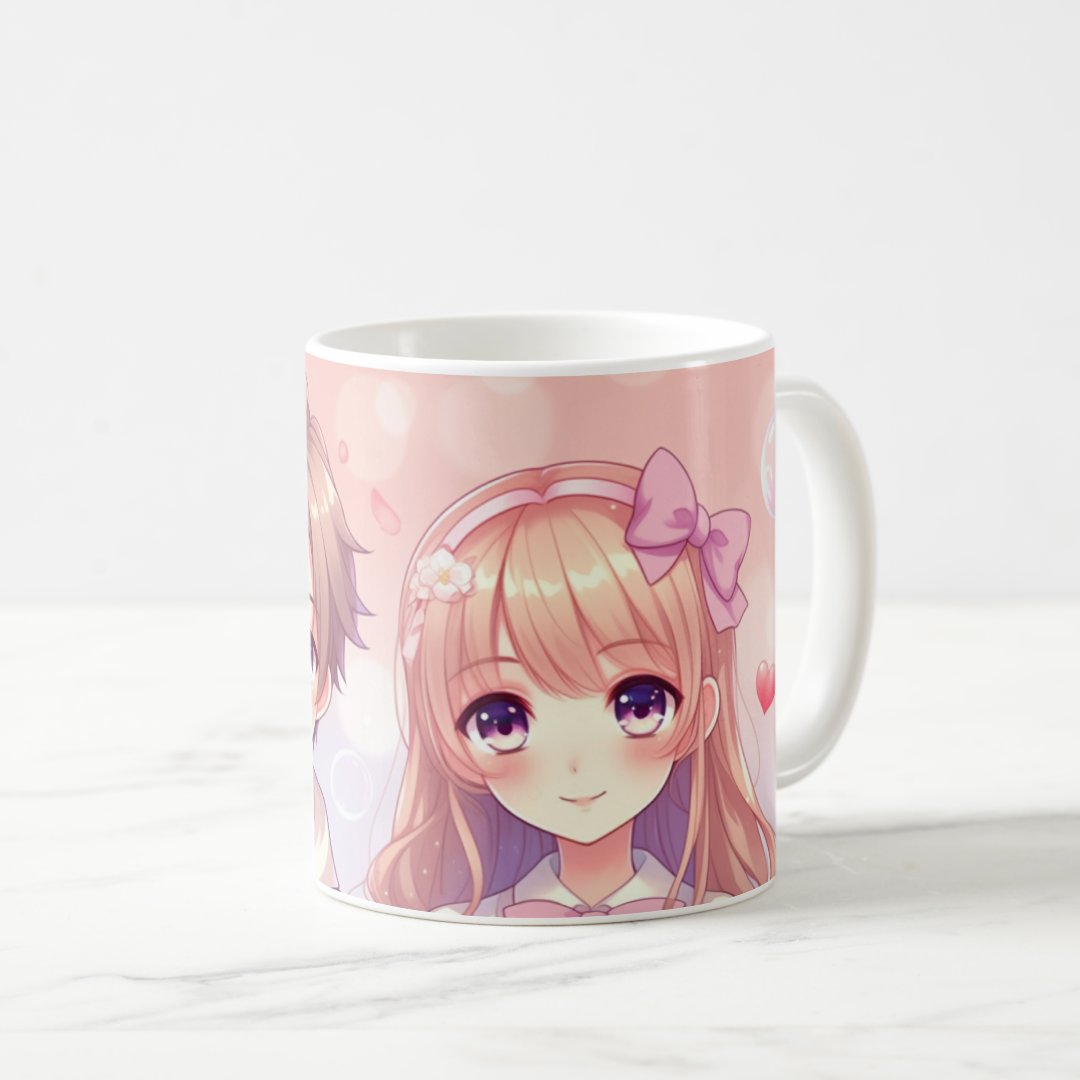 Cute Anime Boy And Girl  Coffee Mug Anime Kupa Bardak Modern Anime Baskılı Kupa