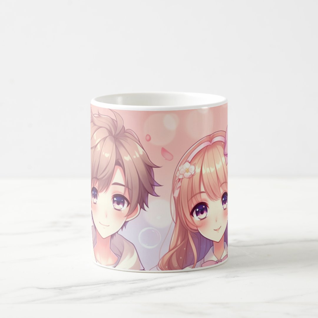 Cute Anime Boy And Girl  Coffee Mug Anime Kupa Bardak Modern Anime Baskılı Kupa