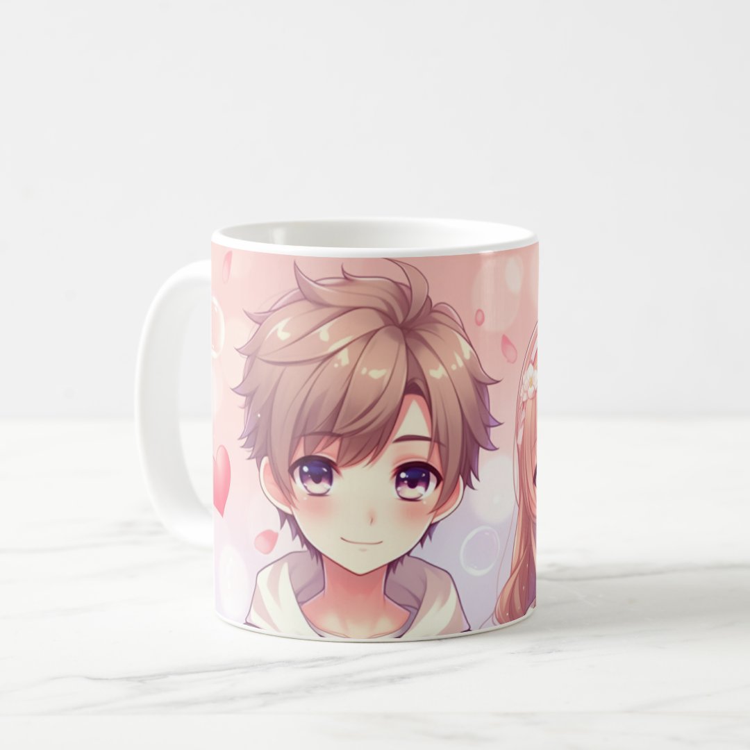 Cute Anime Boy And Girl  Coffee Mug Anime Kupa Bardak Modern Anime Baskılı Kupa