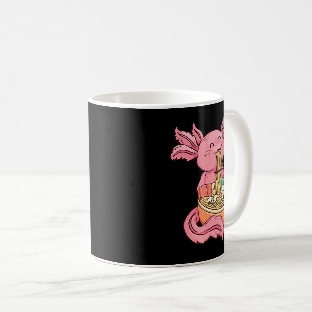 Cute Axolotl Eating Ramen Noodles Kawaii Anime Gir Coffee Mug Anime Kupa Bardak Modern Anime Baskılı Kupa