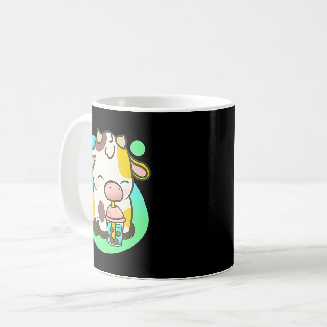 Cute Cow Boba Tea Bubble Tea Anime Kawaii  Coffee Mug Anime Kupa Bardak Modern Anime Baskılı Kupa