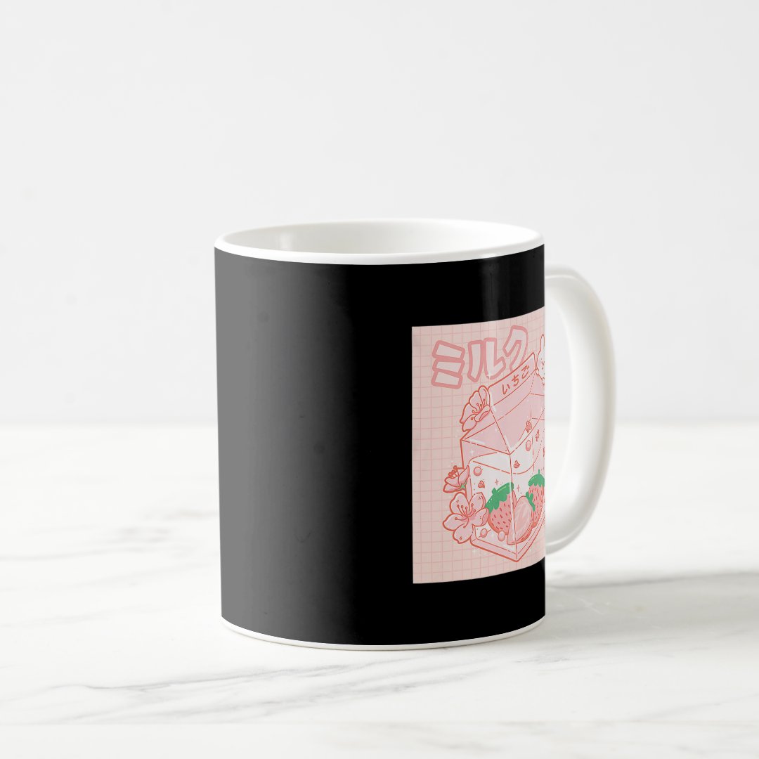 Cute Japanese Kawaii Anime Aesthetic Pink Strawber Coffee Mug Anime Kupa Bardak Modern Anime Baskılı Kupa