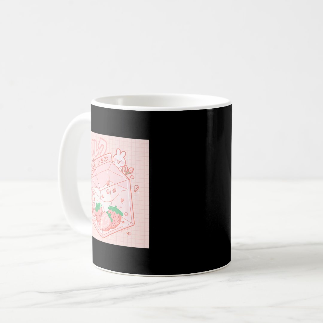 Cute Japanese Kawaii Anime Aesthetic Pink Strawber Coffee Mug Anime Kupa Bardak Modern Anime Baskılı Kupa