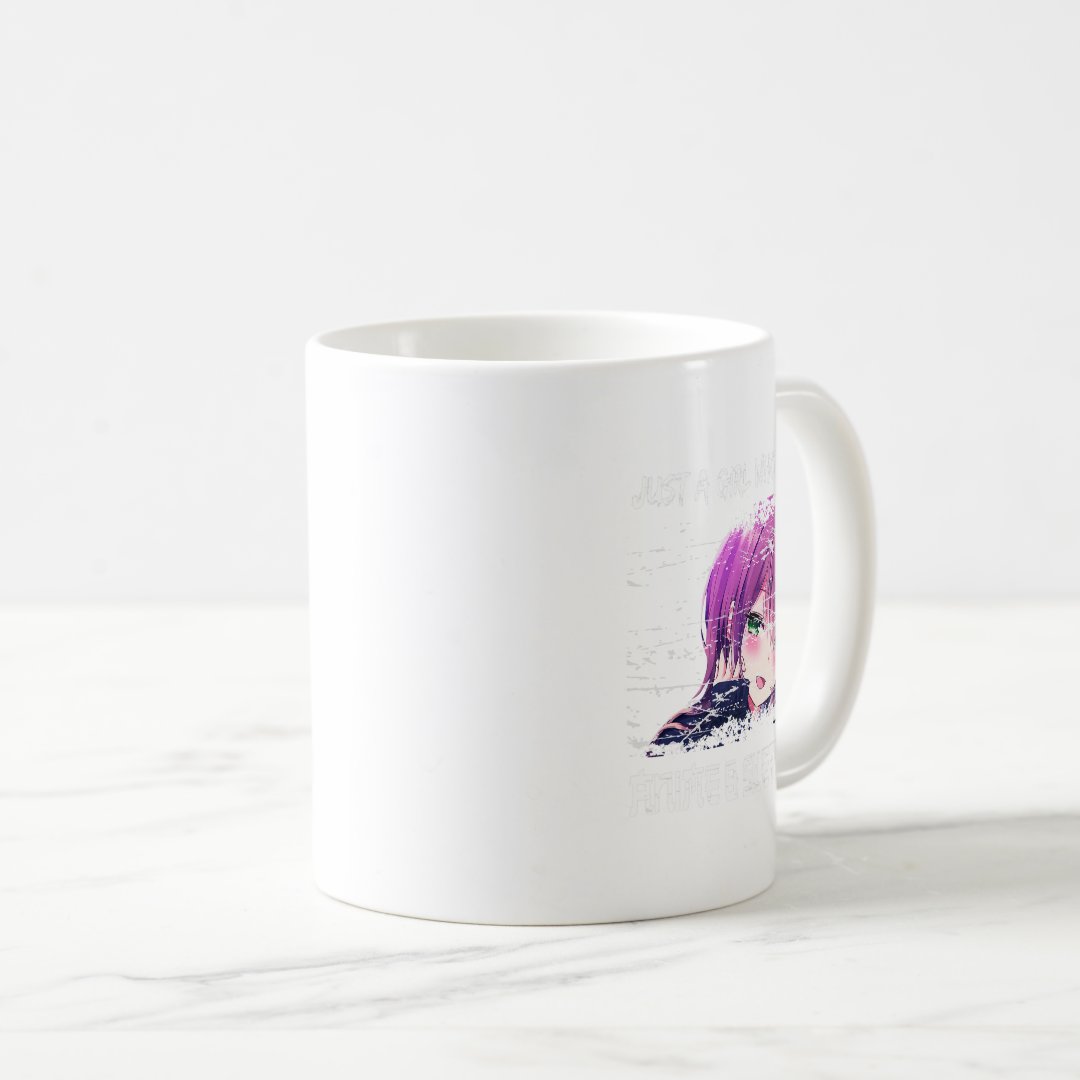 Cute Just a Girl Who Loves Anime and Sketching Tee Coffee Mug Anime Kupa Bardak Modern Anime Baskılı Kupa