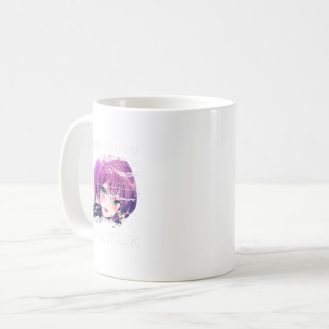 Cute Just a Girl Who Loves Anime and Sketching Tee Coffee Mug Anime Kupa Bardak Modern Anime Baskılı Kupa