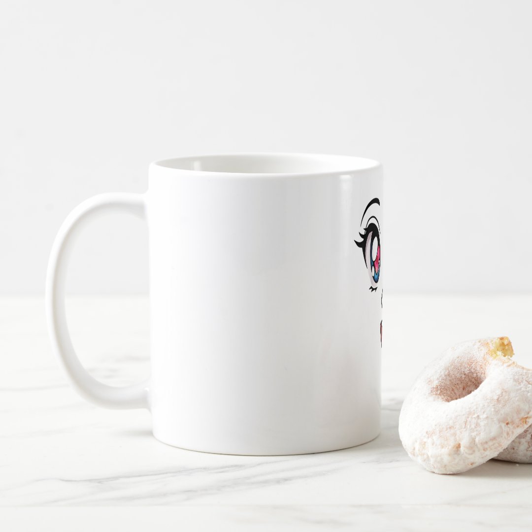 Cute Kawaii Anime Girl Face Manga Style Coffee Mug Anime Kupa Bardak Modern Anime Baskılı Kupa