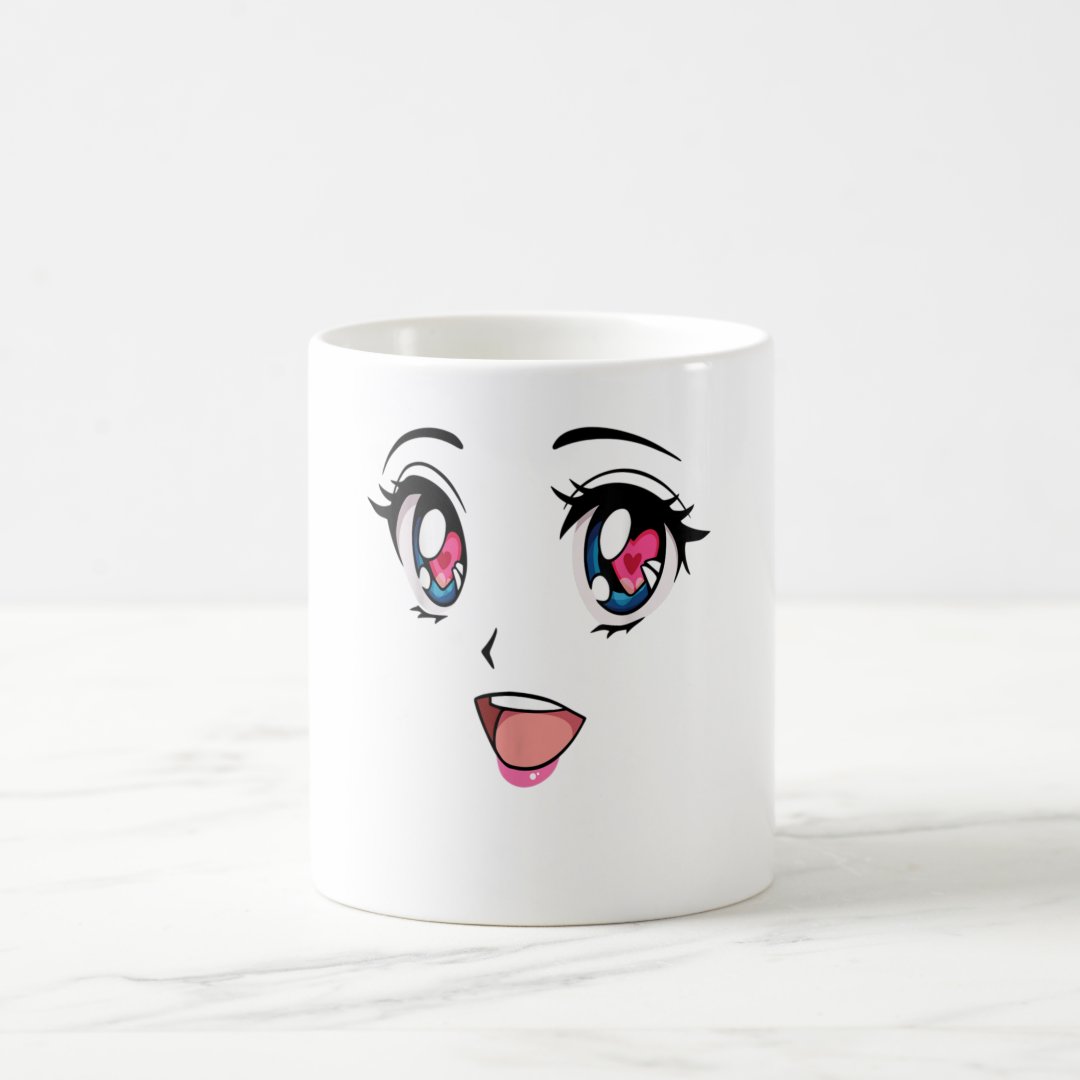 Cute Kawaii Anime Girl Face Manga Style Coffee Mug Anime Kupa Bardak Modern Anime Baskılı Kupa