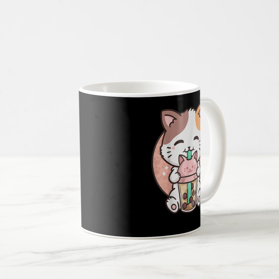 Cute Kawaii Cat Boba Bubble Milk Tea Anime Neko Ki Coffee Mug Anime Kupa Bardak Modern Anime Baskılı Kupa
