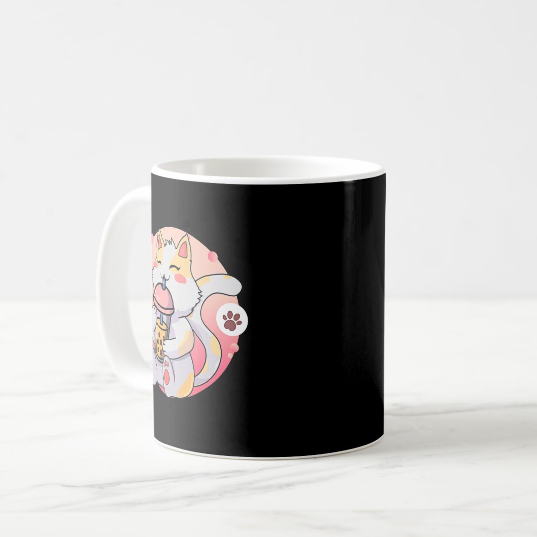 Cute Kawaii Cat Boba Tea Anime Kitten Gift Kids Gi Coffee Mug Anime Kupa Bardak Modern Anime Baskılı Kupa