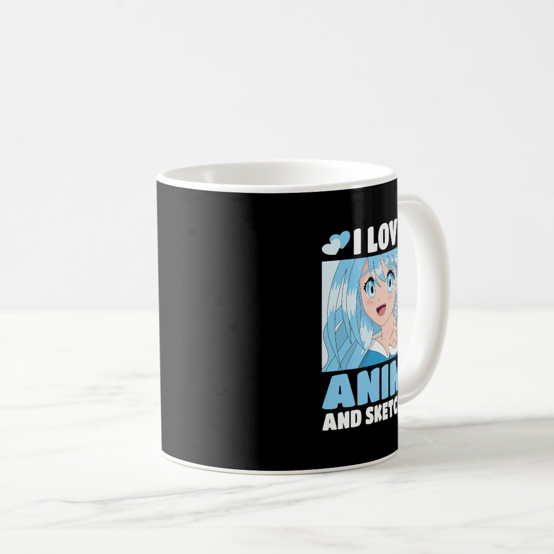 Cute Kawaii Japanese Manga Otaku I Love Anime And  Coffee Mug Anime Kupa Bardak Modern Anime Baskılı Kupa