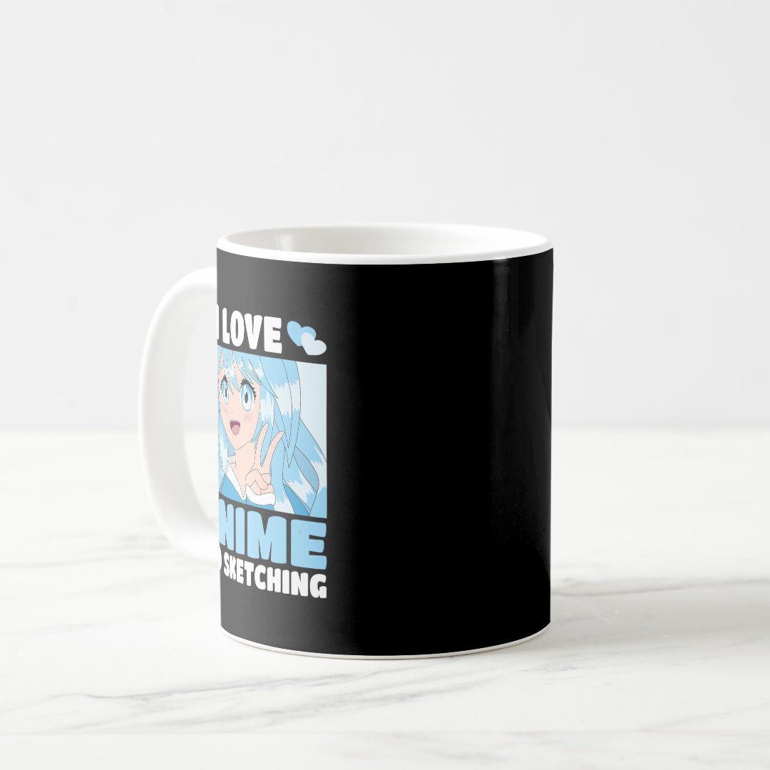 Cute Kawaii Japanese Manga Otaku I Love Anime And  Coffee Mug Anime Kupa Bardak Modern Anime Baskılı Kupa
