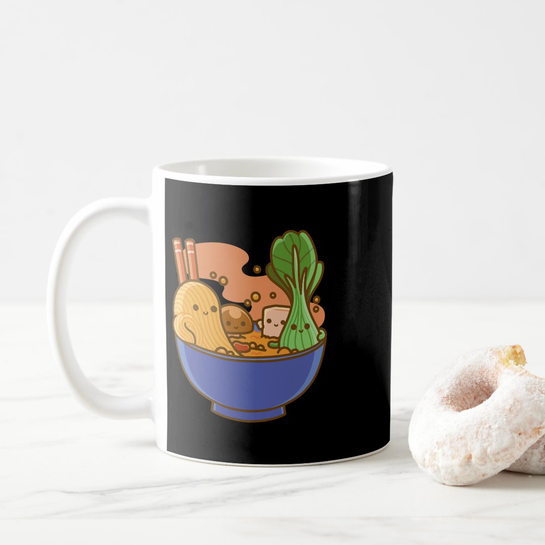 Cute Kawaii Ramen Japan Food Faces Anime Kid Drawi Coffee Mug Anime Kupa Bardak Modern Anime Baskılı Kupa