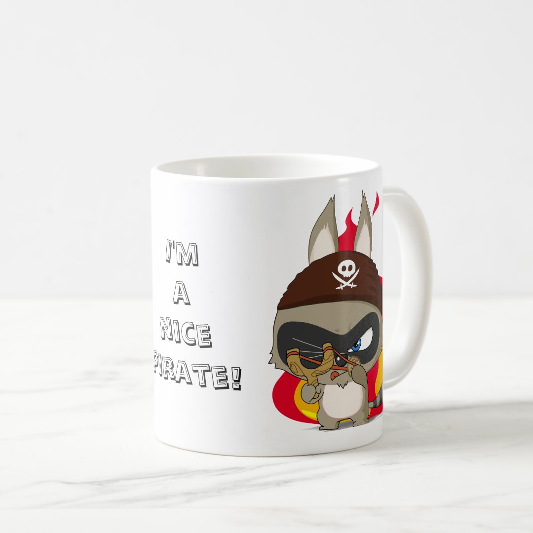 Cute pirate racoon anime cartoon kawaii funny mug Anime Kupa Bardak Modern Anime Baskılı Kupa