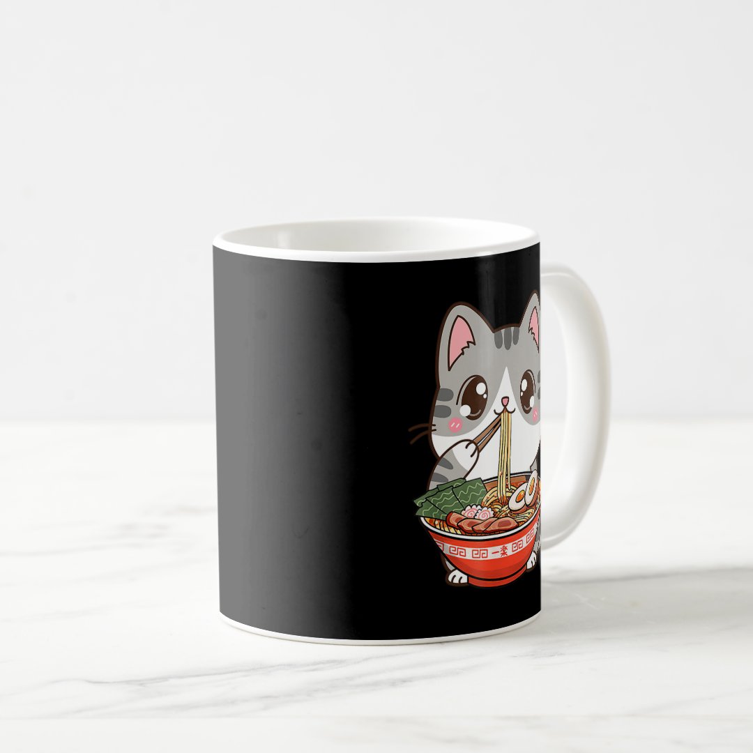 Cute Ramen Cat Kawaii Anime Japanese Food Boy Girl Coffee Mug Anime Kupa Bardak Modern Anime Baskılı Kupa