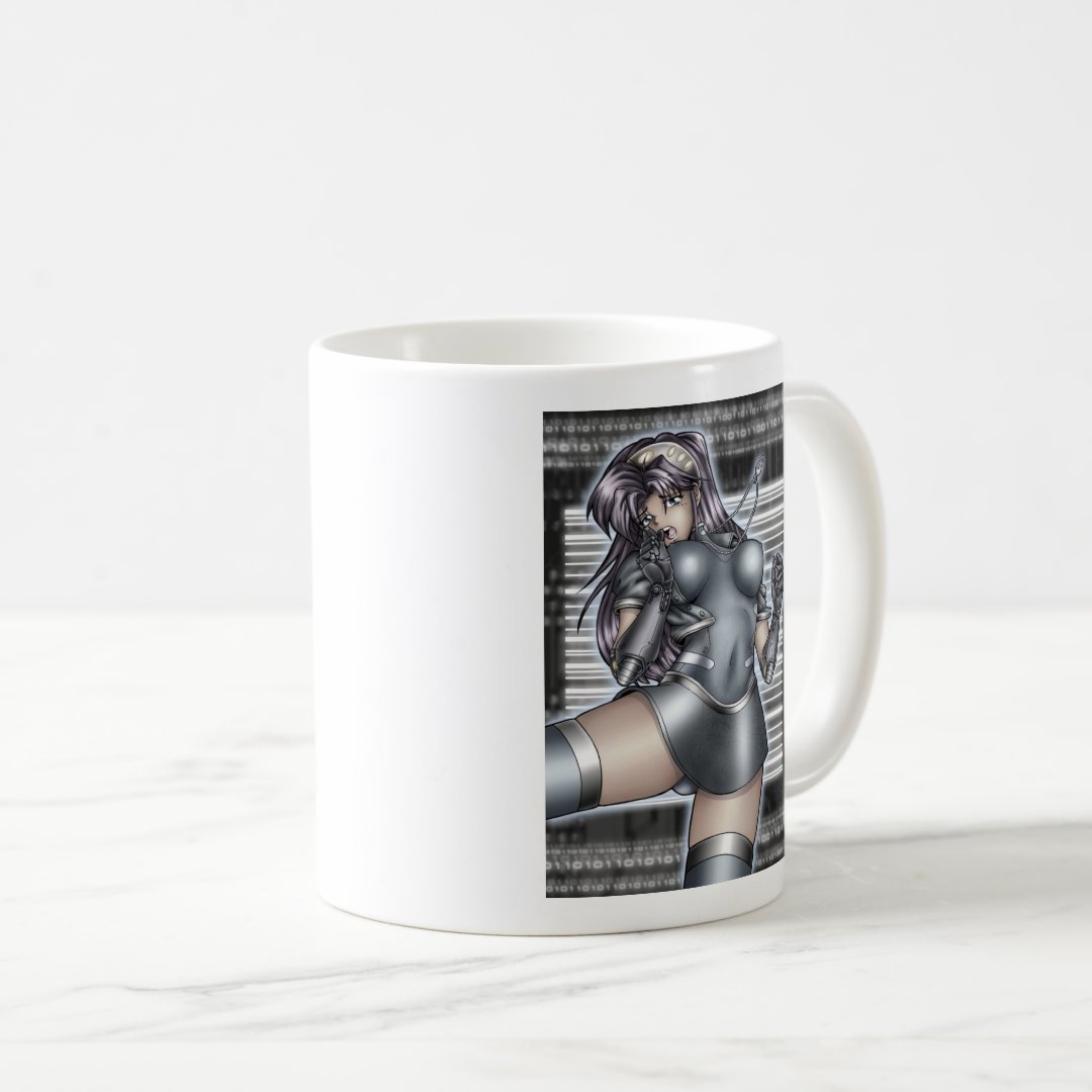 Cyber Anime Girl Coffee Mug Anime Kupa Bardak Modern Anime Baskılı Kupa