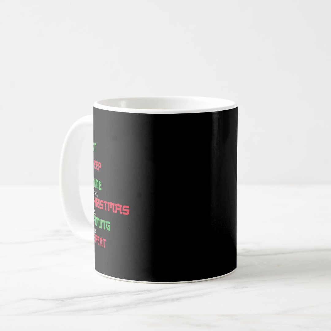 Eat Sleep Anime Gaming Christmas Pajama X-Mas Holi Coffee Mug Anime Kupa Bardak Modern Anime Baskılı Kupa