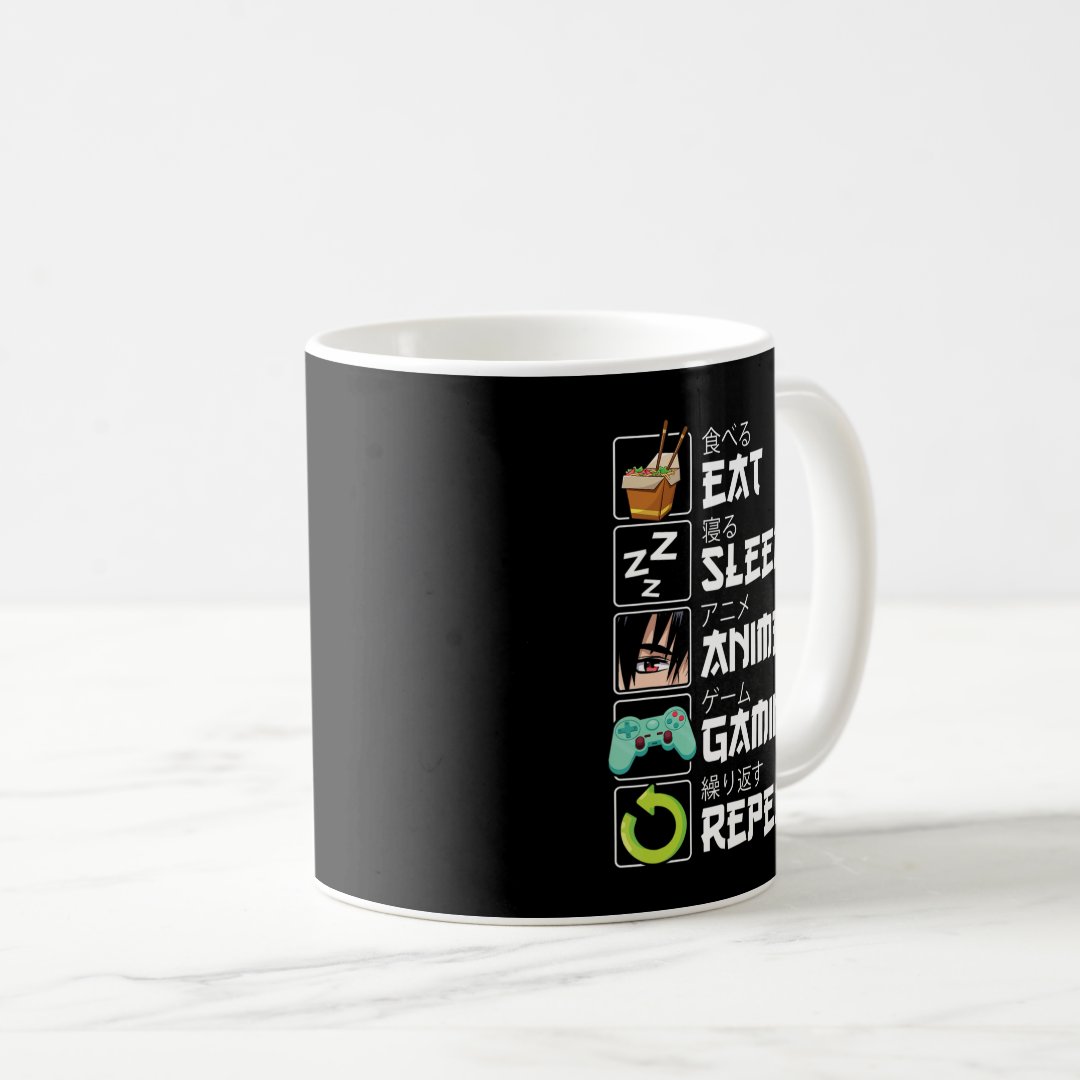 Eat Sleep Anime Gaming Repeat Kawaii Otaku Anime M Coffee Mug Anime Kupa Bardak Modern Anime Baskılı Kupa