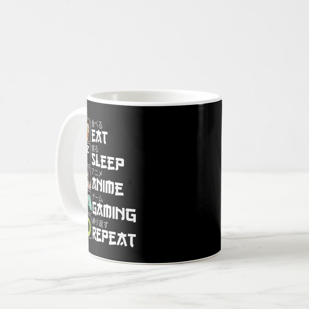 Eat Sleep Anime Gaming Repeat Kawaii Otaku Anime M Coffee Mug Anime Kupa Bardak Modern Anime Baskılı Kupa