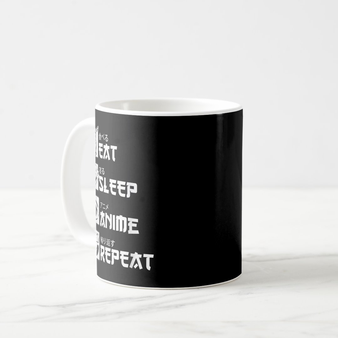 Eat Sleep Anime Repea, Funny Japanese Manga Gift T Coffee Mug Anime Kupa Bardak Modern Anime Baskılı Kupa