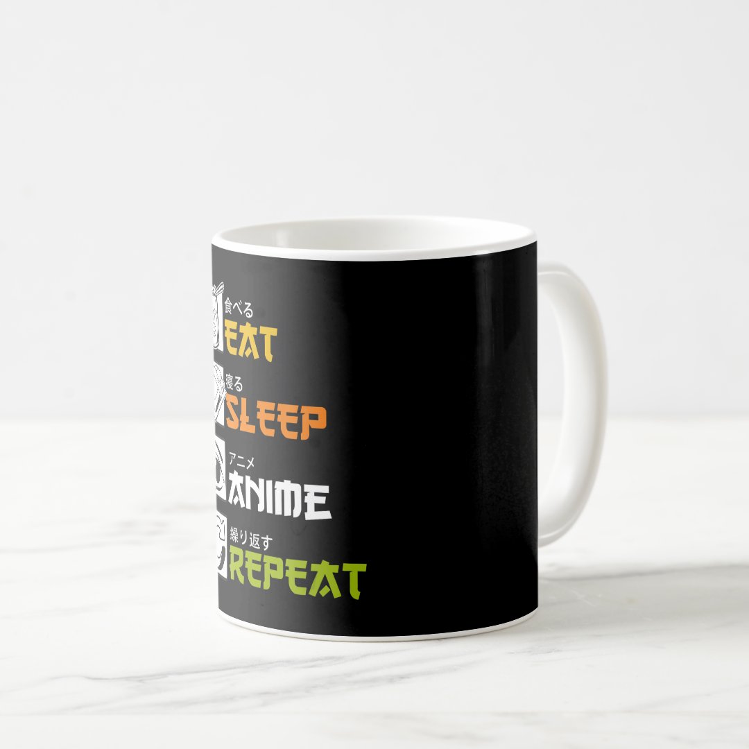 Eat Sleep Anime Repeat Gift Idea Cosplayer Coffee Mug Anime Kupa Bardak Modern Anime Baskılı Kupa