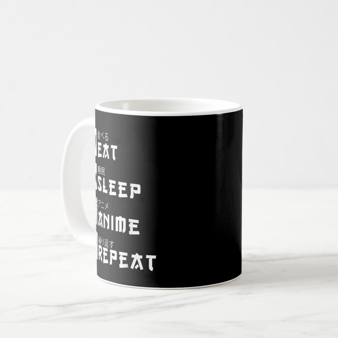 Eat Sleep Anime Repeat Japanese Manga Lover Cospla Coffee Mug Anime Kupa Bardak Modern Anime Baskılı Kupa
