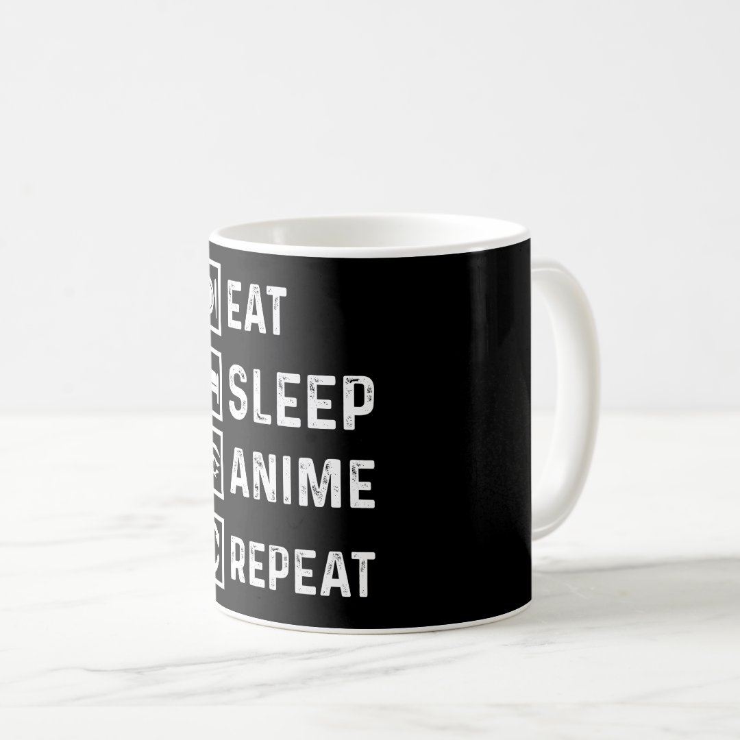 Eat Sleep Anime Repeat Manga Japanese funny Gift Coffee Mug Anime Kupa Bardak Modern Anime Baskılı Kupa