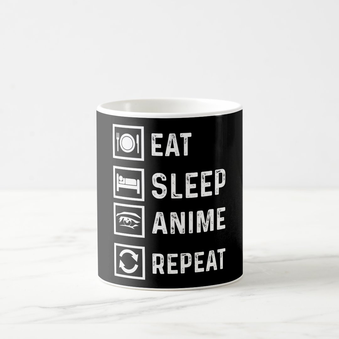 Eat Sleep Anime Repeat Manga Japanese funny Gift Coffee Mug Anime Kupa Bardak Modern Anime Baskılı Kupa