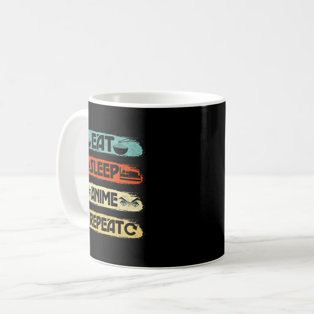 Eat Sleep Anime Repeat Ramen Kawaii Japanese Manga Coffee Mug Anime Kupa Bardak Modern Anime Baskılı Kupa