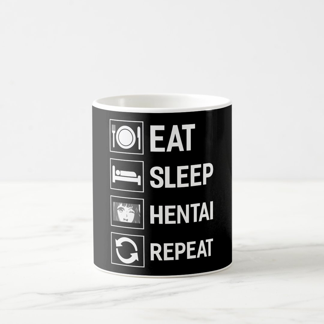 Eat Sleep Hentai Repeat Anime Japanese funny Gift Coffee Mug Anime Kupa Bardak Modern Anime Baskılı Kupa