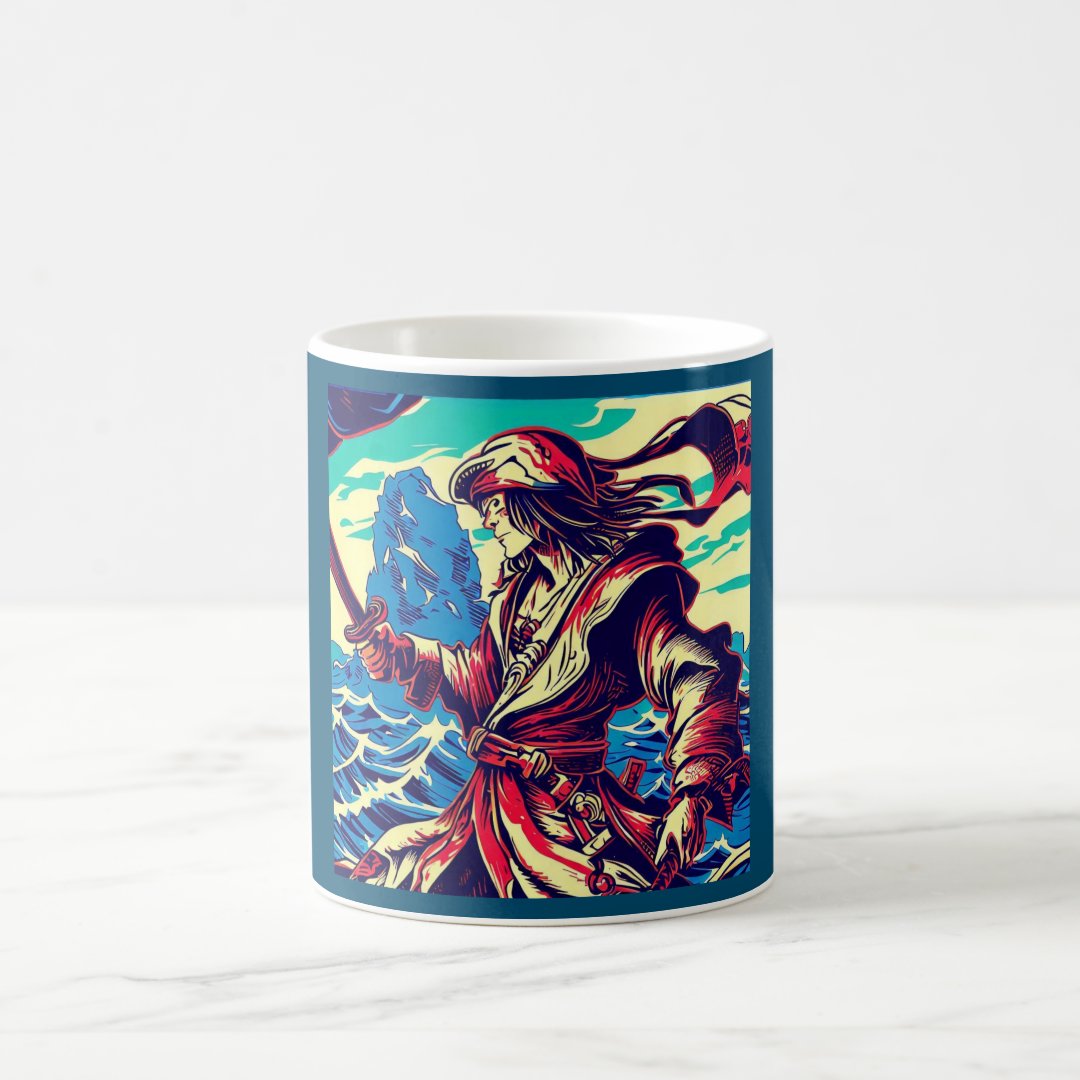 Fantasy Pirate Anime - Woodcut 2 Coffee Mug Anime Kupa Bardak Modern Anime Baskılı Kupa