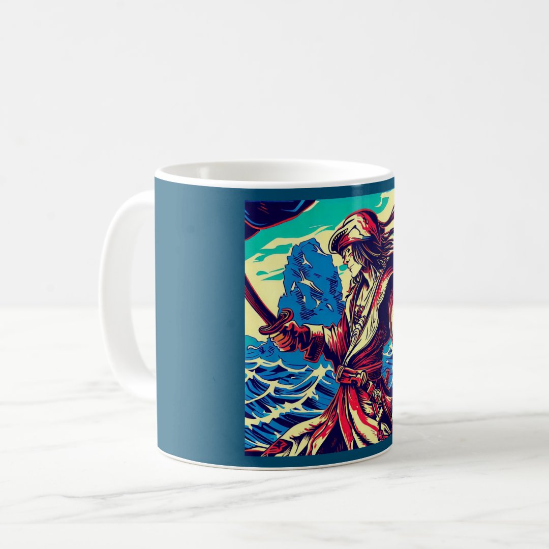 Fantasy Pirate Anime - Woodcut 2 Coffee Mug Anime Kupa Bardak Modern Anime Baskılı Kupa
