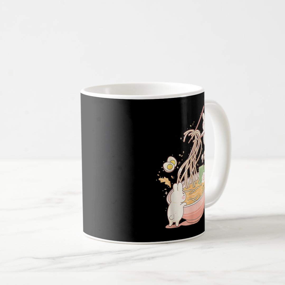 Fun Bunny Rabbit Ramen Noodle Soup Anime Kawaii Ae Coffee Mug Anime Kupa Bardak Modern Anime Baskılı Kupa