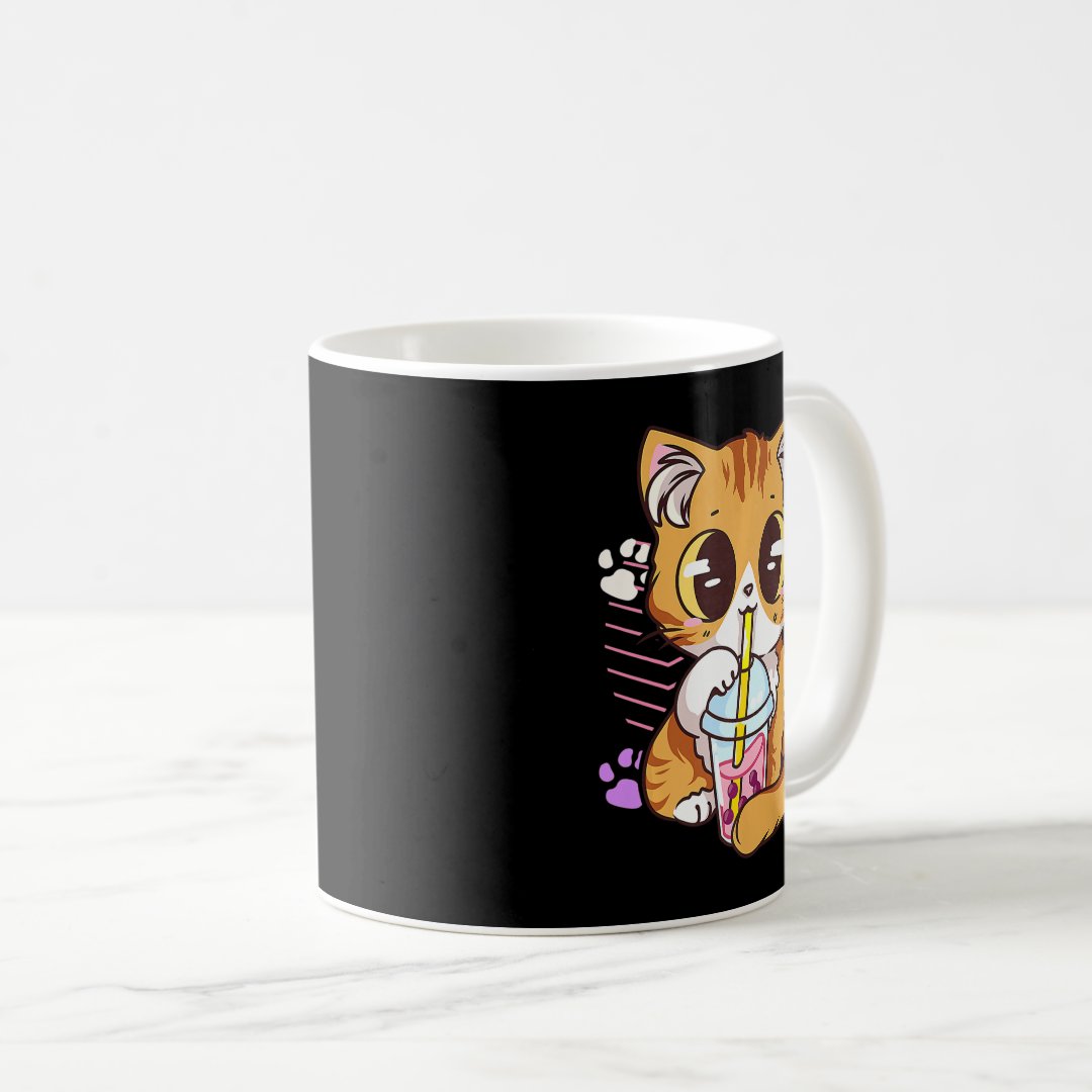 Fun Kawaii Cute Cat Boba Bubble Milk Tea Anime Nek Coffee Mug Anime Kupa Bardak Modern Anime Baskılı Kupa