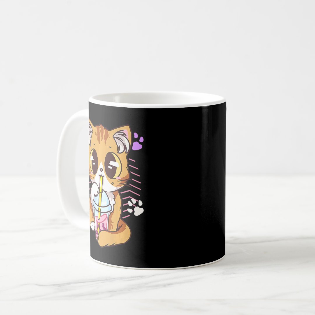 Fun Kawaii Cute Cat Boba Bubble Milk Tea Anime Nek Coffee Mug Anime Kupa Bardak Modern Anime Baskılı Kupa