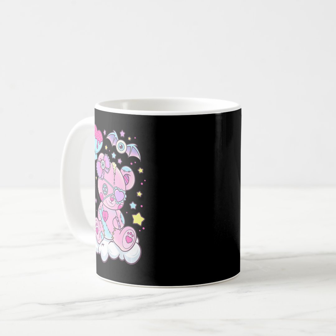 Fun Kawaii Pastel Goth Cute Creepy Bear Anime Japa Coffee Mug Anime Kupa Bardak Modern Anime Baskılı Kupa