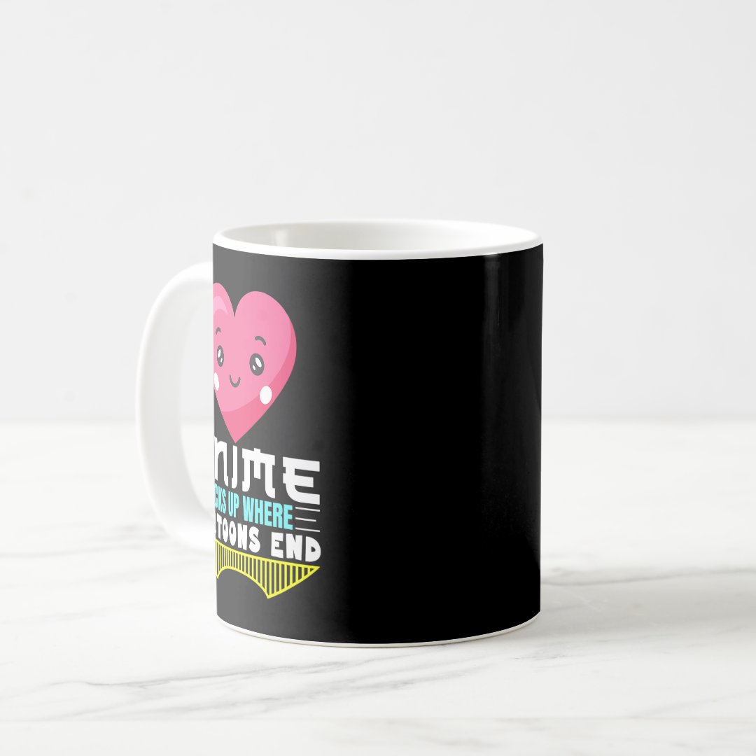 Funny Anime Quote Anime Picks Up Where Cartoons Le Coffee Mug Anime Kupa Bardak Modern Anime Baskılı Kupa
