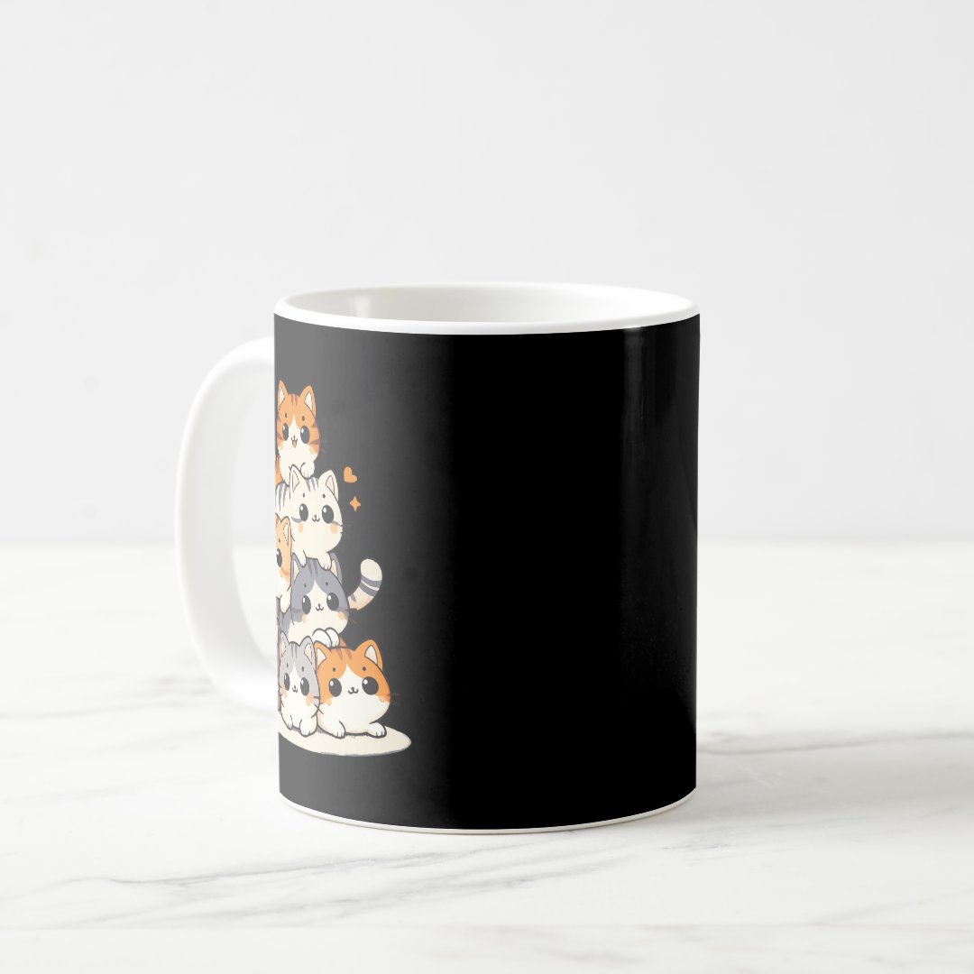 Funny Cute Kitty Cats Pile Kittens Anime Cat Lover Coffee Mug Anime Kupa Bardak Modern Anime Baskılı Kupa