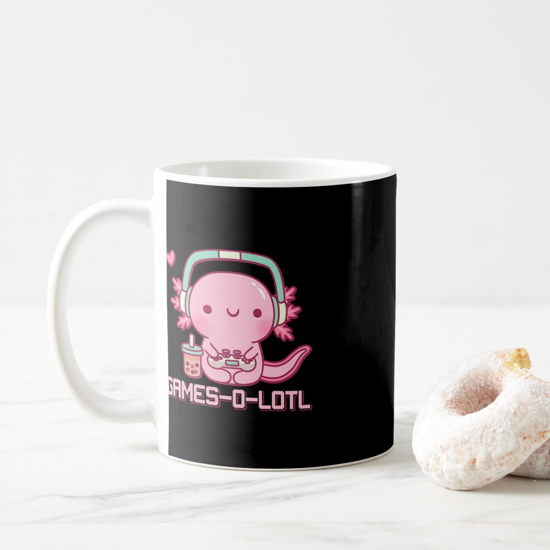 Gamesolotl Axolotl Video Games Kawaii Anime Gamer  Coffee Mug Anime Kupa Bardak Modern Anime Baskılı Kupa