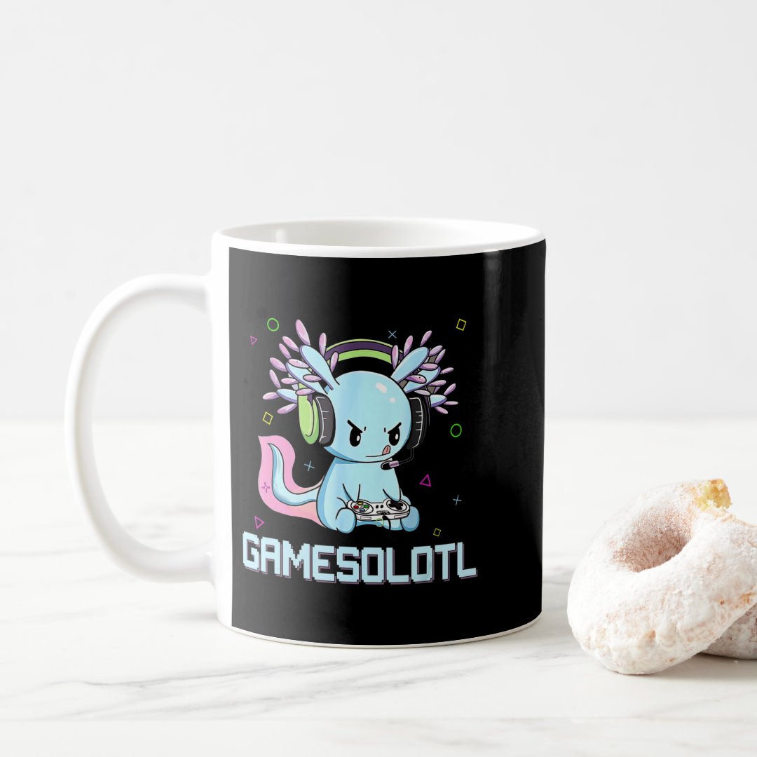 Gamesolotl Cute Axolotl Video Gamer Kawaii Anime B Coffee Mug Anime Kupa Bardak Modern Anime Baskılı Kupa