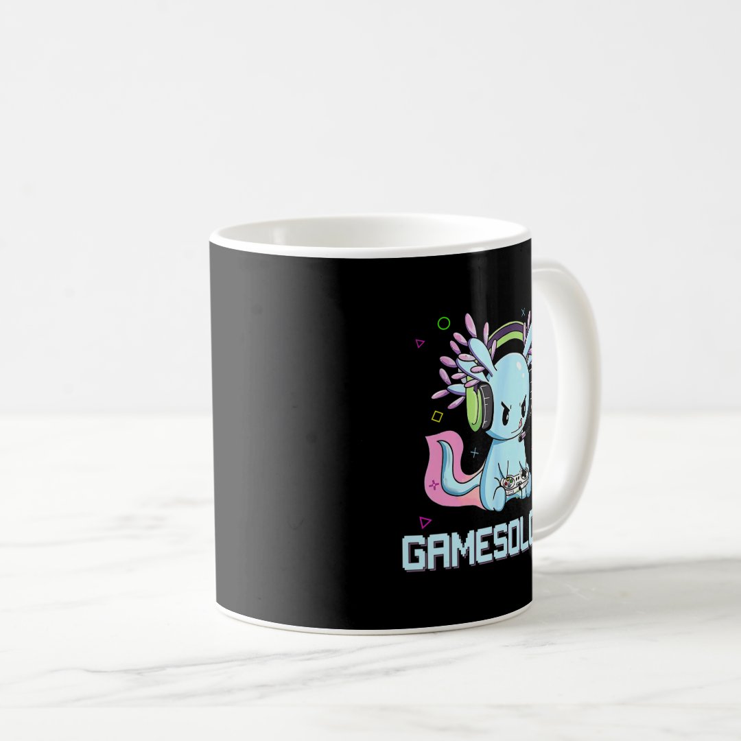Gamesolotl Cute Axolotl Video Gamer Kawaii Anime B Coffee Mug Anime Kupa Bardak Modern Anime Baskılı Kupa