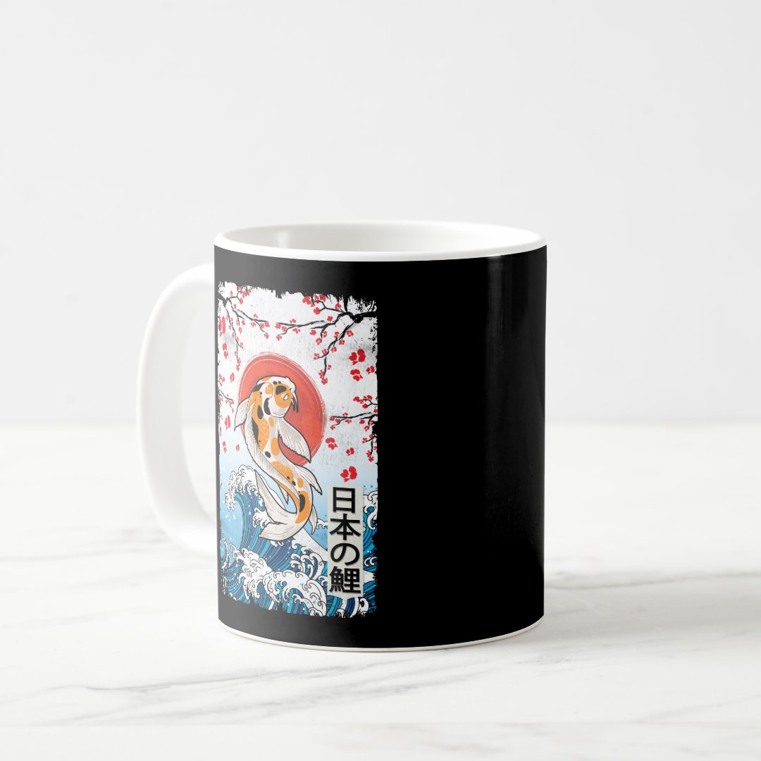 Great Wave off Kanagawa Cherry Blossom Koi Fish Coffee Mug Anime Kupa Bardak Modern Anime Baskılı Kupa