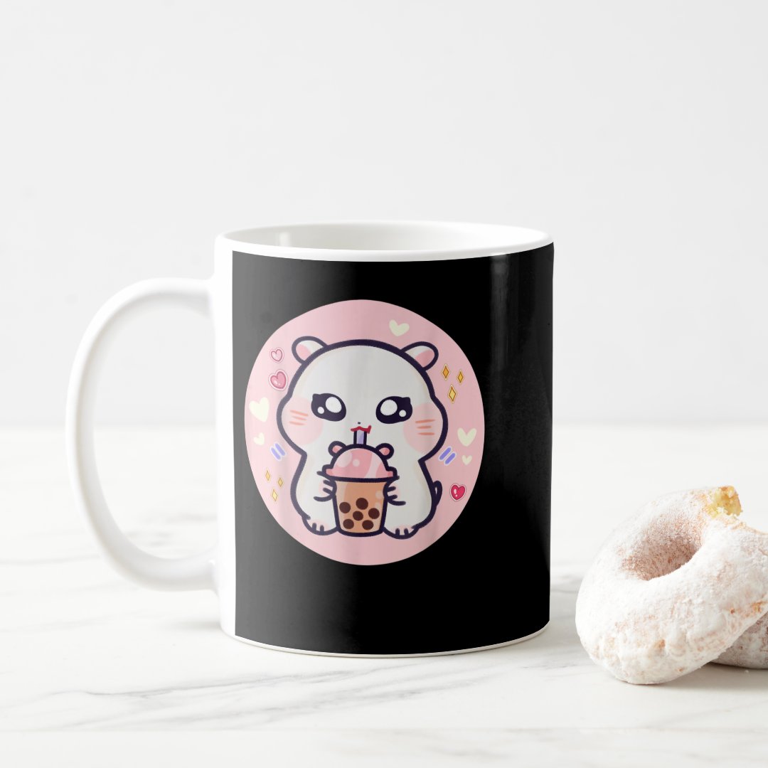 Hamster Boba Thai Milk Tea Bubble Tea Anime Kawaii Coffee Mug Anime Kupa Bardak Modern Anime Baskılı Kupa