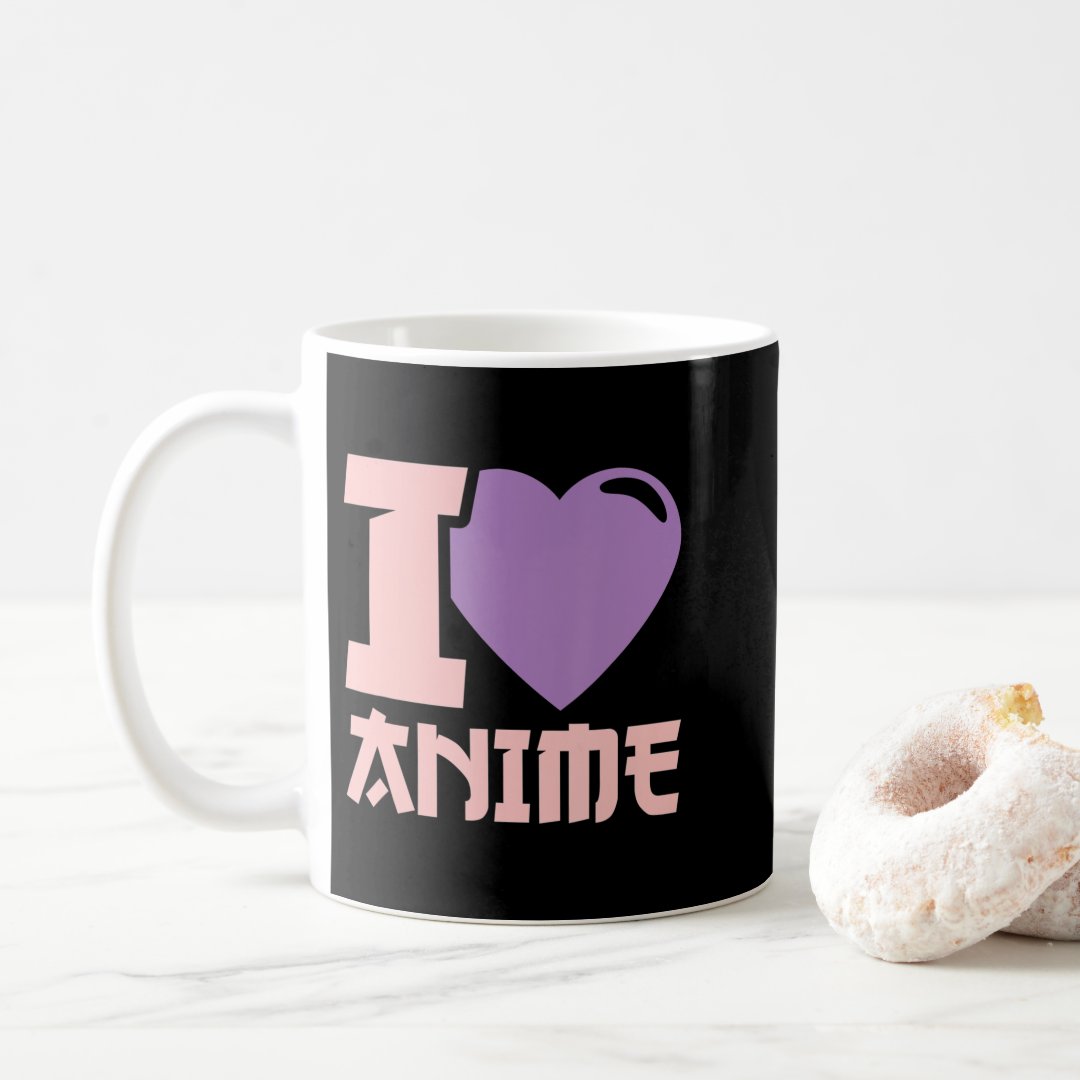 I Heart Anime  I Love Anime  Coffee Mug Anime Kupa Bardak Modern Anime Baskılı Kupa