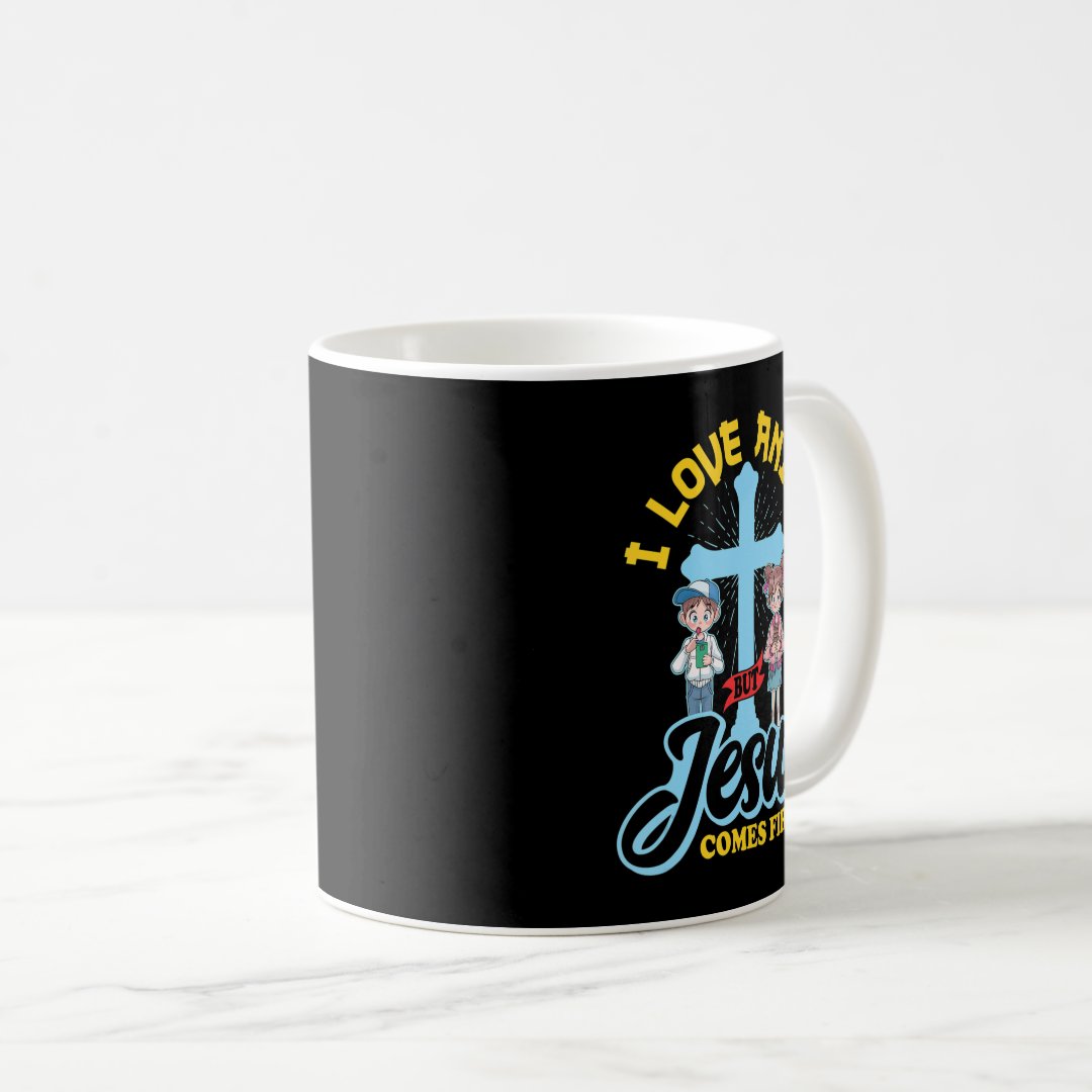 I Love Anime But Jesus Comes First Anime Lover Man Coffee Mug Anime Kupa Bardak Modern Anime Baskılı Kupa