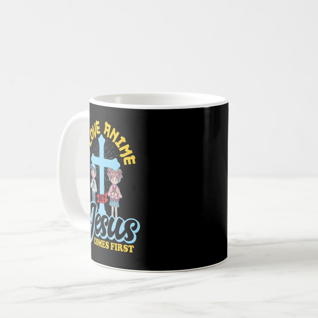 I Love Anime But Jesus Comes First Anime Lover Man Coffee Mug Anime Kupa Bardak Modern Anime Baskılı Kupa